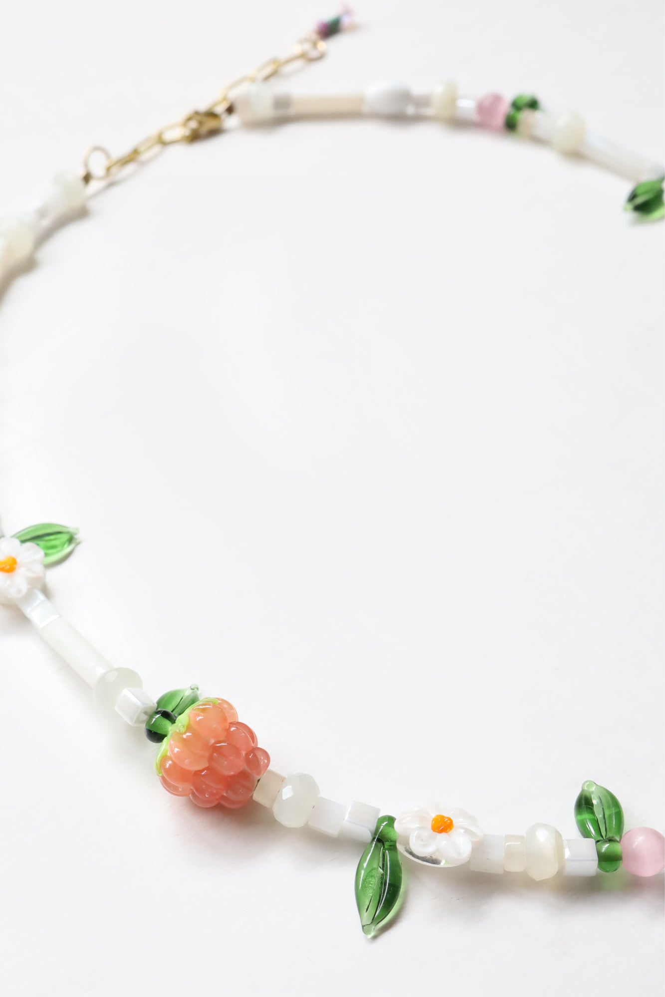 One of a kind glass bead necklace in T&B Pineapple Berry