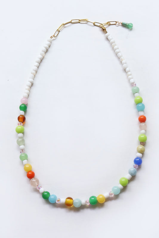 One of a kind glass bead necklace in T&B Dippin' Dots