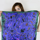 'Nightcrawlers' Silk Scarf in Dark Night