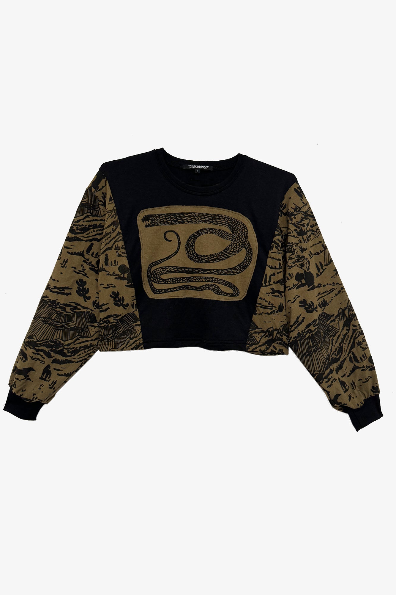 Long Sleeve Boxy Tee in Coffee Serpent/Shadow Canyon