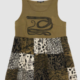 Serpent on Coffee Patchwork Tank Dress (Large)