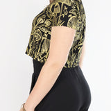 Gold on Black Shroomed Cropped Tee