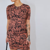 Black on Mulberry Shroomed Jane Dress