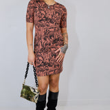 Black on Mulberry Shroomed Jane Dress