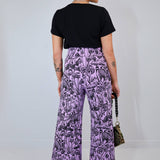 Black on Orchid Shroomed High Waisted Wide Leg Pants