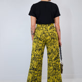 Black on Citrus Shroomed High Waisted Wide Leg Pants