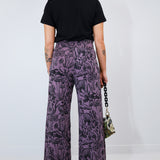 Black on Heather Shroomed High Waisted Wide Leg Pants