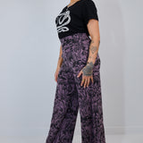 Black on Heather Shroomed High Waisted Wide Leg Pants