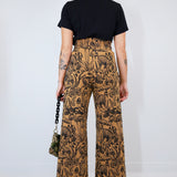 Black on Caramel Shroomed High Waisted Wide Leg Pants