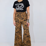 Black on Caramel Shroomed High Waisted Wide Leg Pants