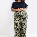 Gold on Black Shroomed High Waisted Wide Leg Pants