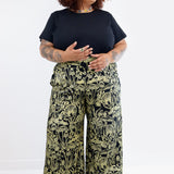 Gold on Black Shroomed High Waisted Wide Leg Pants