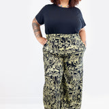 Gold on Black Shroomed High Waisted Wide Leg Pants