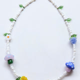 One of a kind glass bead necklace in T&B Mushroom