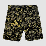 Gold Shroom on Black Bike Shorts (Medium)