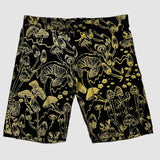 Gold Shroom on Black Bike Shorts (Medium)