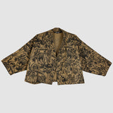 Black Shroomed on Terracotta Raw Silk Jacket (Size 3)
