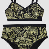 Gold on Black 'Shroomed' Bralette & Underwear Set
