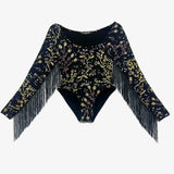 Starfields Long Sleeve Fringe Bodysuit