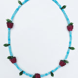 One of a kind glass bead necklace in Turquoise Raspberry