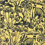 Black 'Shroomed' on Butter Jersey by the Metre