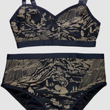 Coffee on Black 'Shadow Canyon' Bralette & Underwear Set