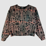 Black 'Curio' on Red Sand Storm Cropped Pullover (Sizes 1, 2, & 3)