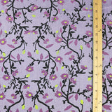 'Feral Floral' on Orchid Raw Silk by the Metre