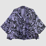 Sample Black 'Fox Den' on Orchid Raw Silk Jacket (Size 4)