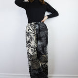 'Inky' Patchwork Crepe Pants (Size 2)