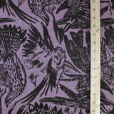'Birds of Prey' on Lilac Raw Silk by the Metre