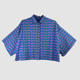 Midnight 'Wavy Plaid' Boxy Button-Up (Sizes 3 & 4)