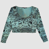 Black 'Shadow Canyon' on Ocean Basic Scoop Neck Long Sleeve