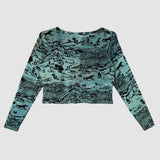 Black 'Shadow Canyon' on Ocean Basic Scoop Neck Long Sleeve
