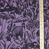 'Shroomed' on Lilac Raw Silk by the Metre