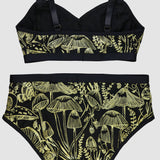 Gold on Black 'Shroomed' Bralette & Underwear Set