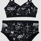 White on Black 'Spellbound' Bralette & Underwear Set