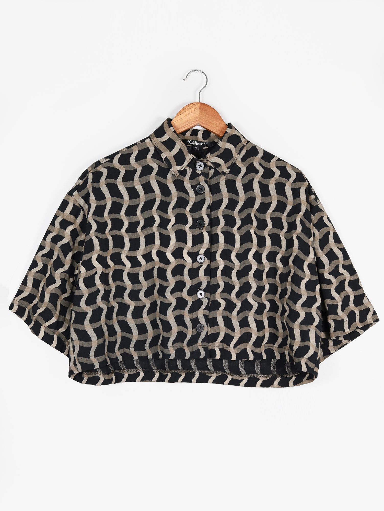 Wavy Plaid Cropped Button Up - Thief and Bandit